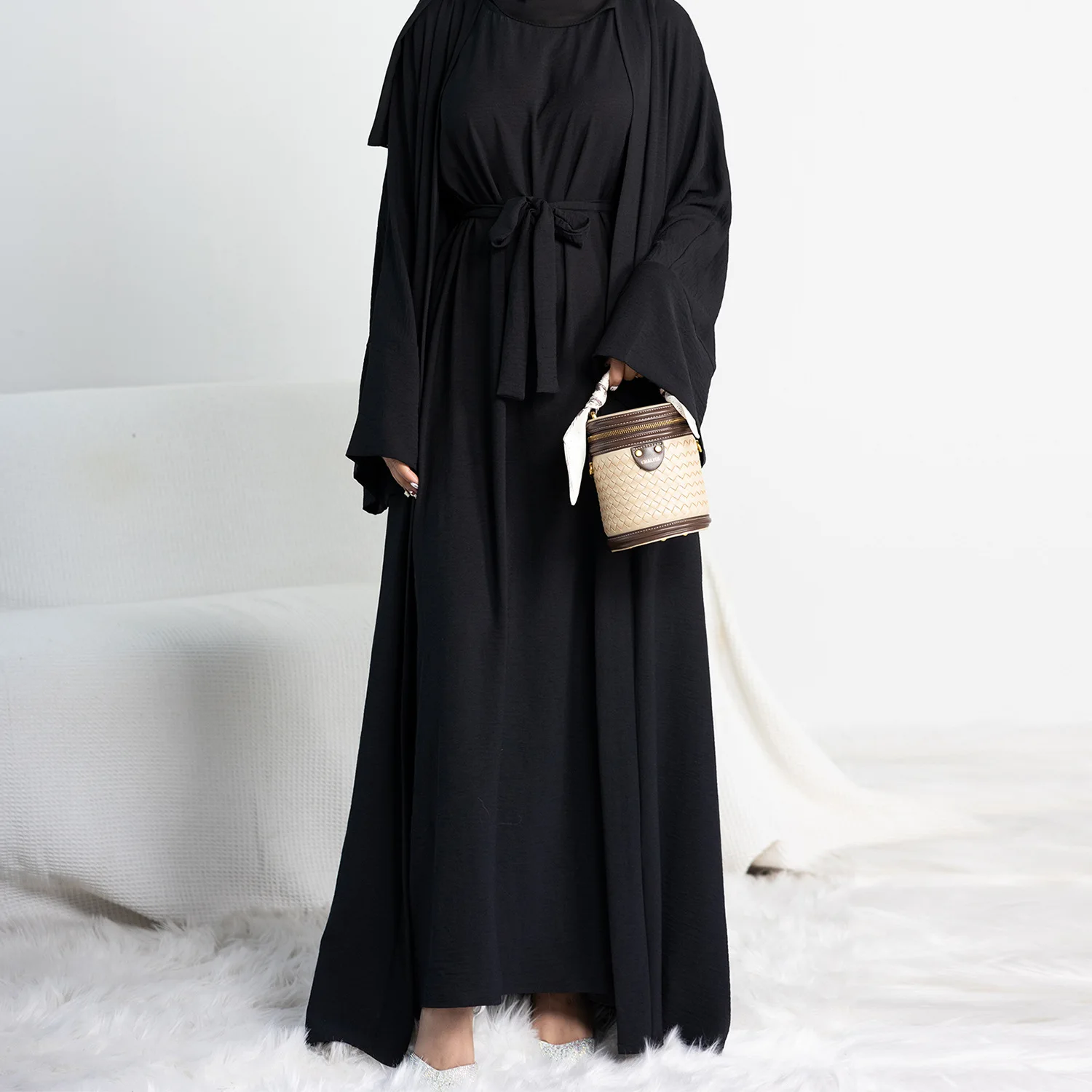 Women Open Abaya Kaftan Dubai Turkey 2 Piece Muslim\'s Set Luxury Islam Robe African Dress Kimono Morocco Clothing Caftan Fashion