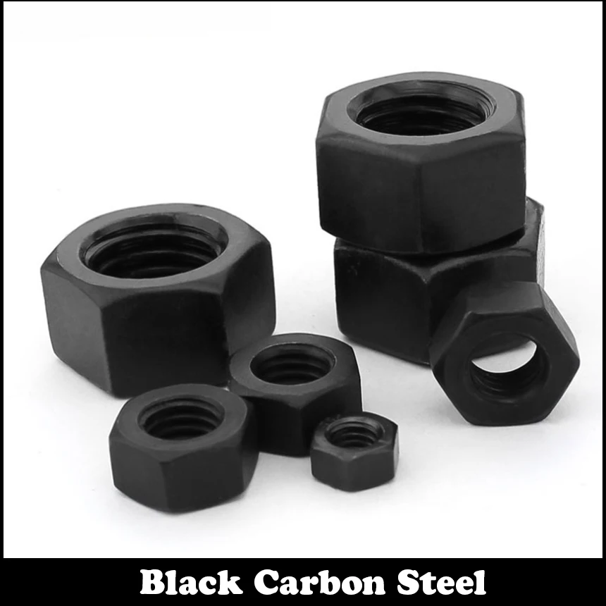 M2 M2.5 M3 M4 M5 M6 M8 M10 M12 DIN934 8.8 Grade Black Carbon Steel Metric Thread Hexagon Hex Nut