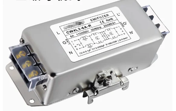 CW4L3-6A-R CW4L3-20A-R CW4L3-10A-R Single-phase three-pole power filter CW4L3-30A-R EMI anti-interference AC 220V Rail type