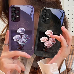 Wine Gold Rose Red For Samsung Galaxy S10 4G S20 11E 30 S21 21Fe 22 S24 Pro S23 Ultra 5G S8 S9 Tempered Glass Phone Case