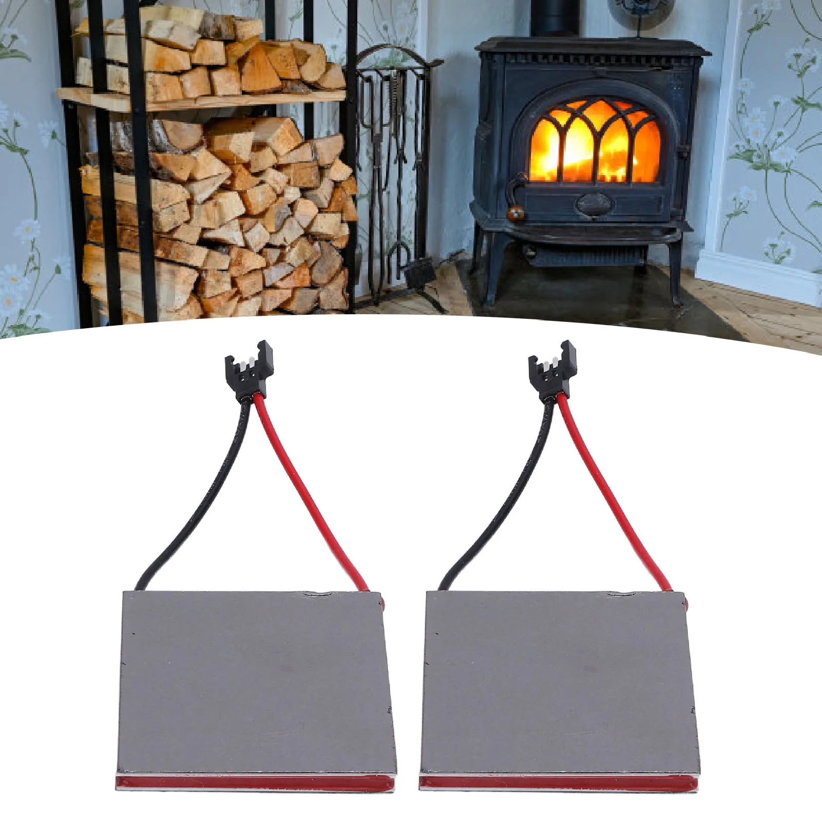 2Pcs Fireplace Fan Power Generation Sheet Heat Powered Wood Stove Fan Replacement Repair 227℃ Heat Resistant