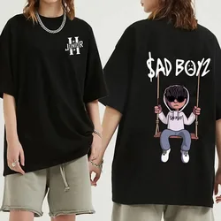 Junior H Sad Boys Pattern Shirt 100% Cotton Men Women O-Neck Short-sleeved Basic Leisure Trend T-shirt Summer Couple Tops