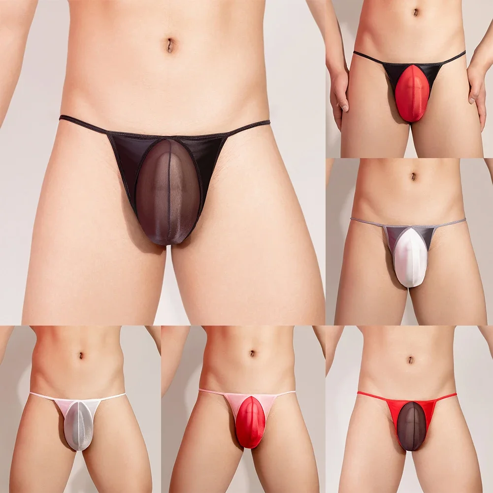 Bulge Pouch Thongs Glossy G-string Briefs All Seasons Brand New Breathable Classic Theme Color Matching Lightweight