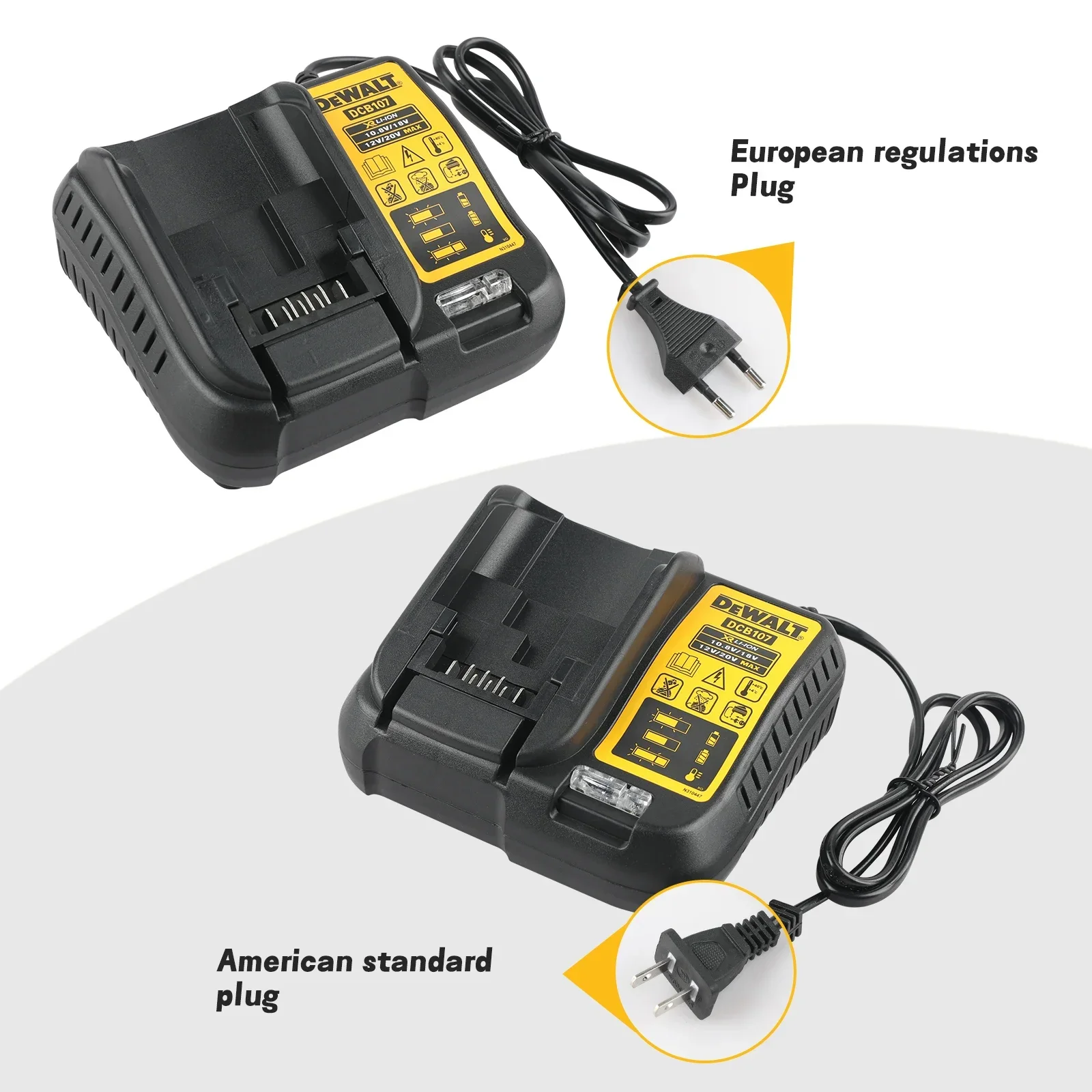 DEWALT DCB107 10.8V-18V XR Multi Volt Compact Battery Charger 60 Min Charge LED Diagnostics Bare Unit