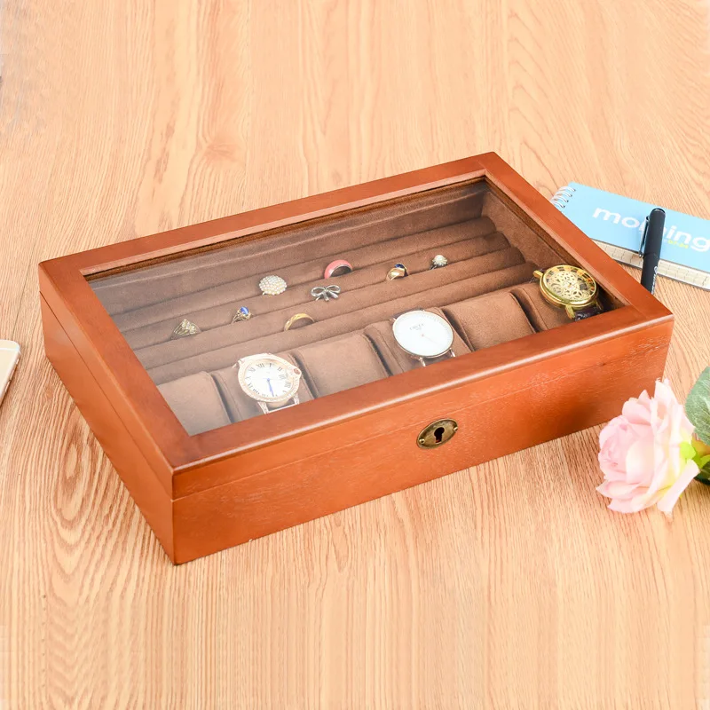 Watch Jewelry Box Organizer For Men 6 Slot Watch Case Display And Storage Watch Wood Jewelry Box For Friend Birthday Gifts