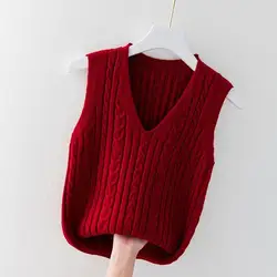 Autumn 2024 New Fashion Vest Knitted Shirt Women's Vest Trendy Outfit Loose Sleeveless Base Shirt Wool Sweater