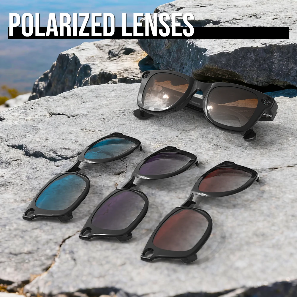 Hibloks مشبك لامع لـ Ray-Ban Meta Wayfarer RW4006/RW4012 (الجيل 2) مقاس M 50-22 نظارات ذكية مشبك متدرج عدسات النظارات الشمسية