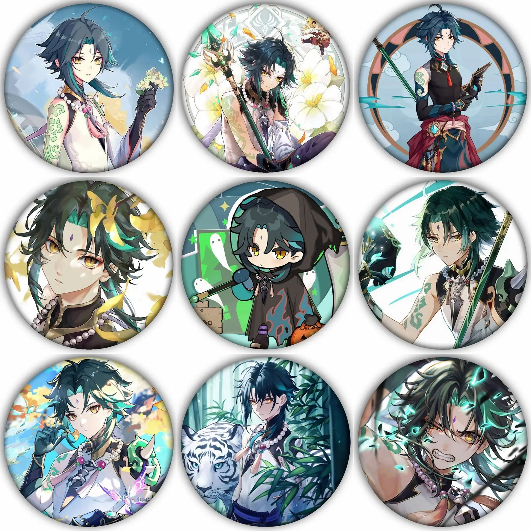 

44mm Genshin Impact Game Character Xiao Metal Badge Pin Cartoon Cosplay Brooches for Clothes Backpack Fans Gift