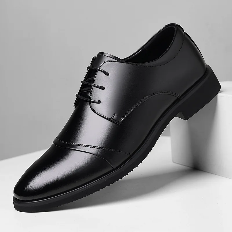 

Men's leather shoes, business formal leather shoes, lace-up, comfortable dress shoes, wedding groom shoes