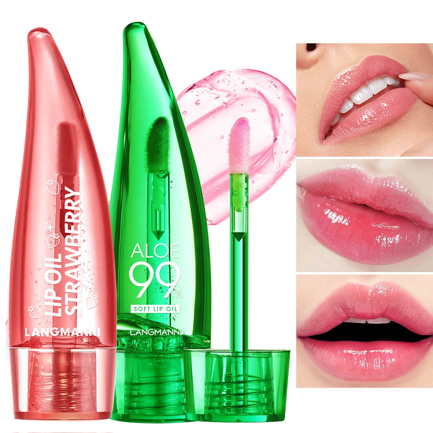 Brillo de labios hidratante de Aloe Vera, sensación cálida, cambio de Color, esmalte de labios de larga duración, aceite para el cuidado de los labios, 1 ud./2 unidades