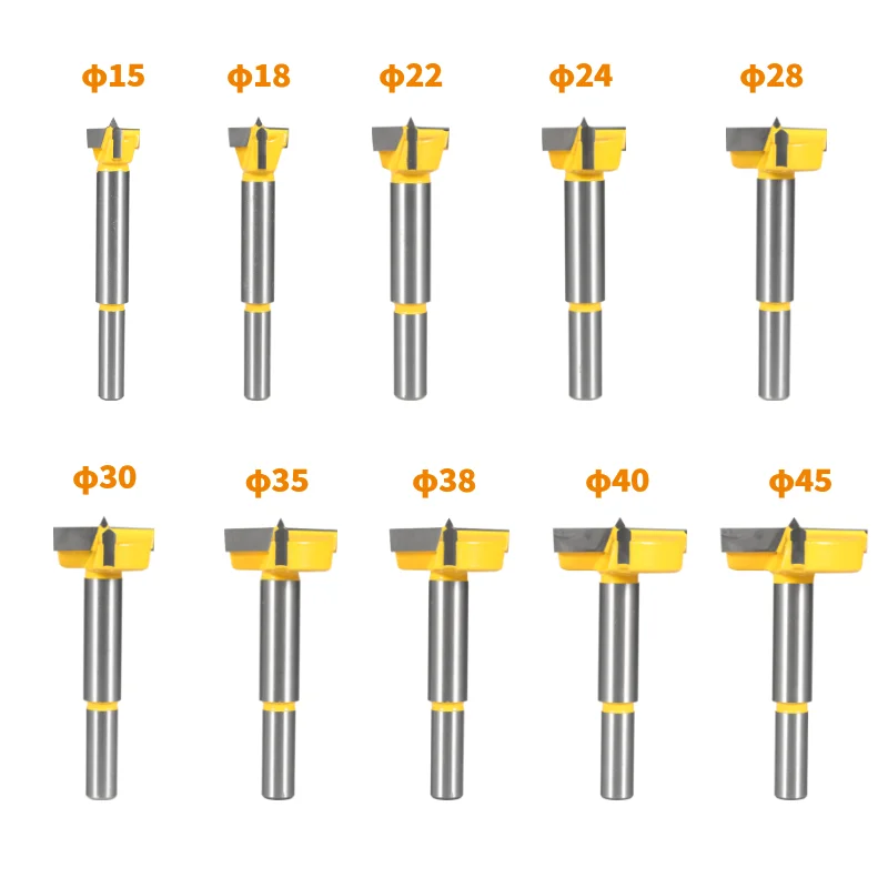 YUSUN 14MM-45MM Forstner Drill Bit Hinge Boring Bits 2 Blade Two Cutter Router Bit Woodworking Milling Cutter For Wood Face Mill