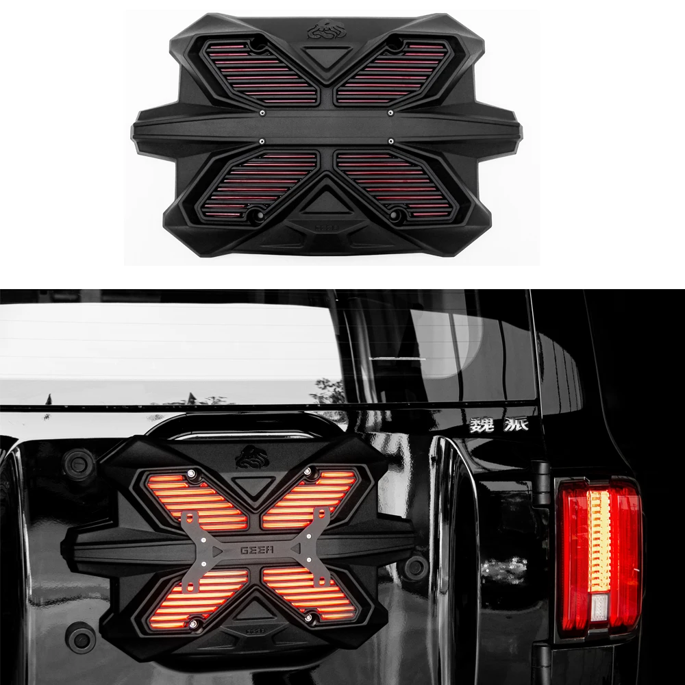 ABS Tailgate Panel for Tank 300 2019-2024, Spare Tire Delete Cover with Brake Light License Plate Bracket Camera Mount, TK1020