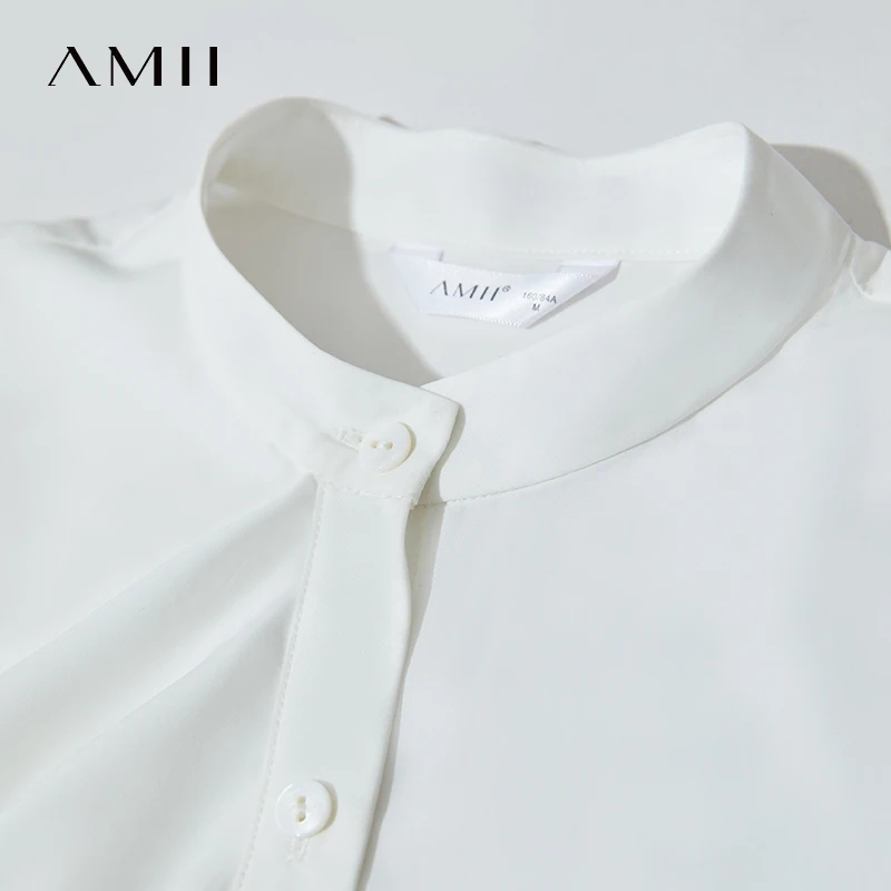 Amii Minimalist Loose Shirt 2025 Summer New Women Office Lady Blouse Casual Stand Collar Sleeveless Light Ruffle Top 12542187