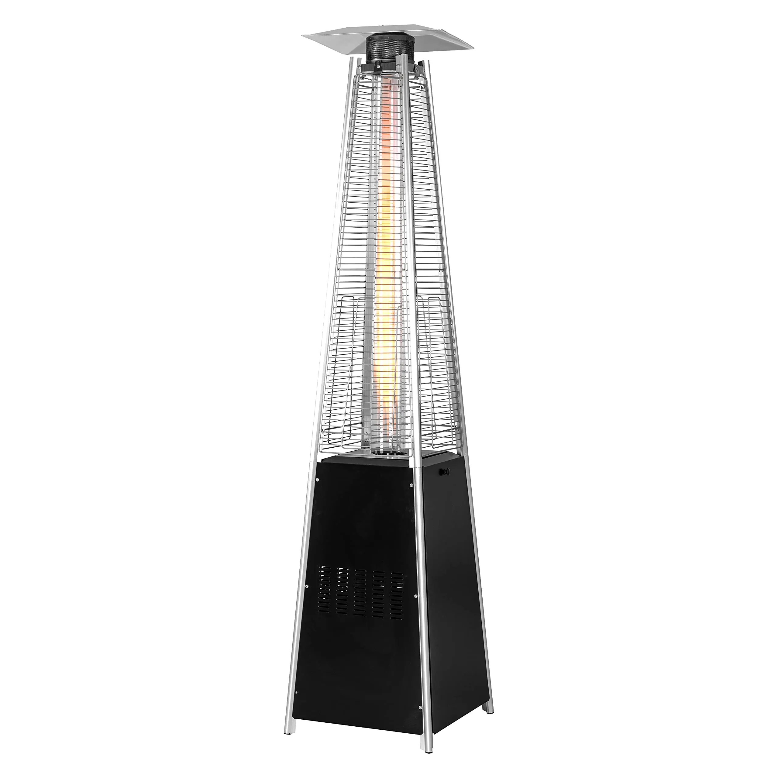 Outdoor Pyramid Patio Heater, 48,000 BTU Propane Patio Heater with Glass Tube, Wheels, Outdoor Heater for Patio