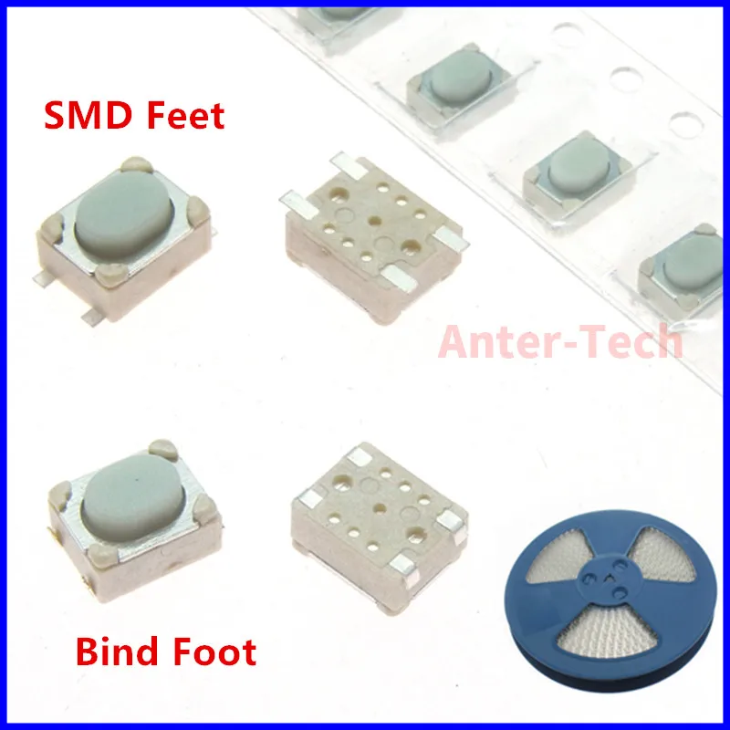 100 sztuk DC12V 50mA mikroprzyciskowy przełącznik taktowy SMD 4Pin 3X4X2.5MM biały dotykowy takt przycisk mikroprzełącznik chwilowy 3*4*2.5mm