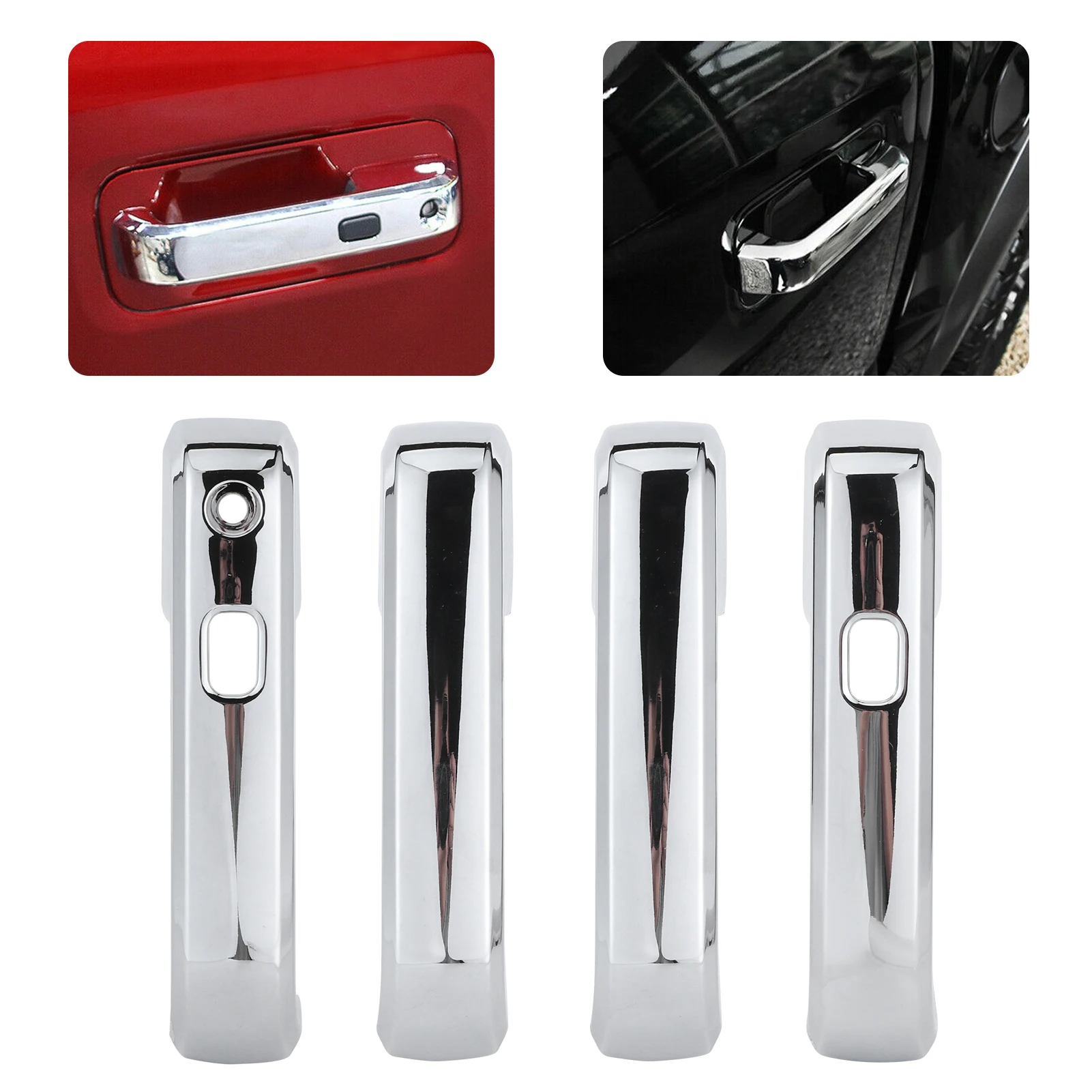 

4 шт., умная внешняя дверная ручка, накладка из АБС-пластика, хромированный декор, подходит для Ford 15‐20 LHD