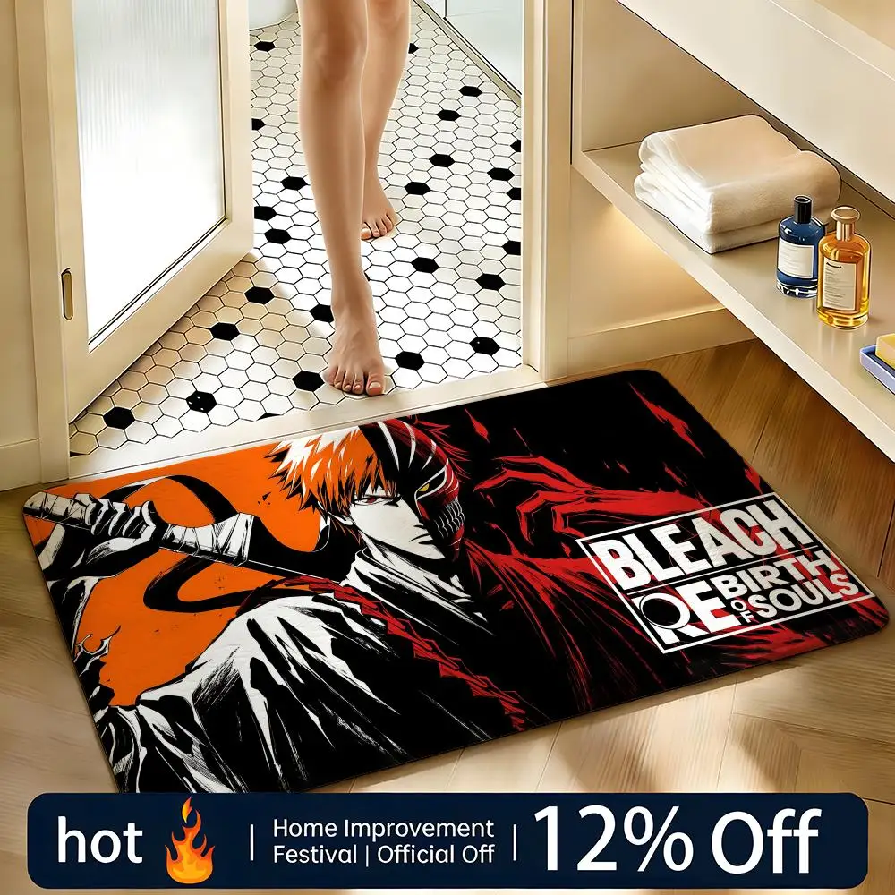 Soft Absorbent Non-Slip Rug Anime BLEACH Floor Mat Home Decor Doormat Bedroom Floor Mat Shower Carpet