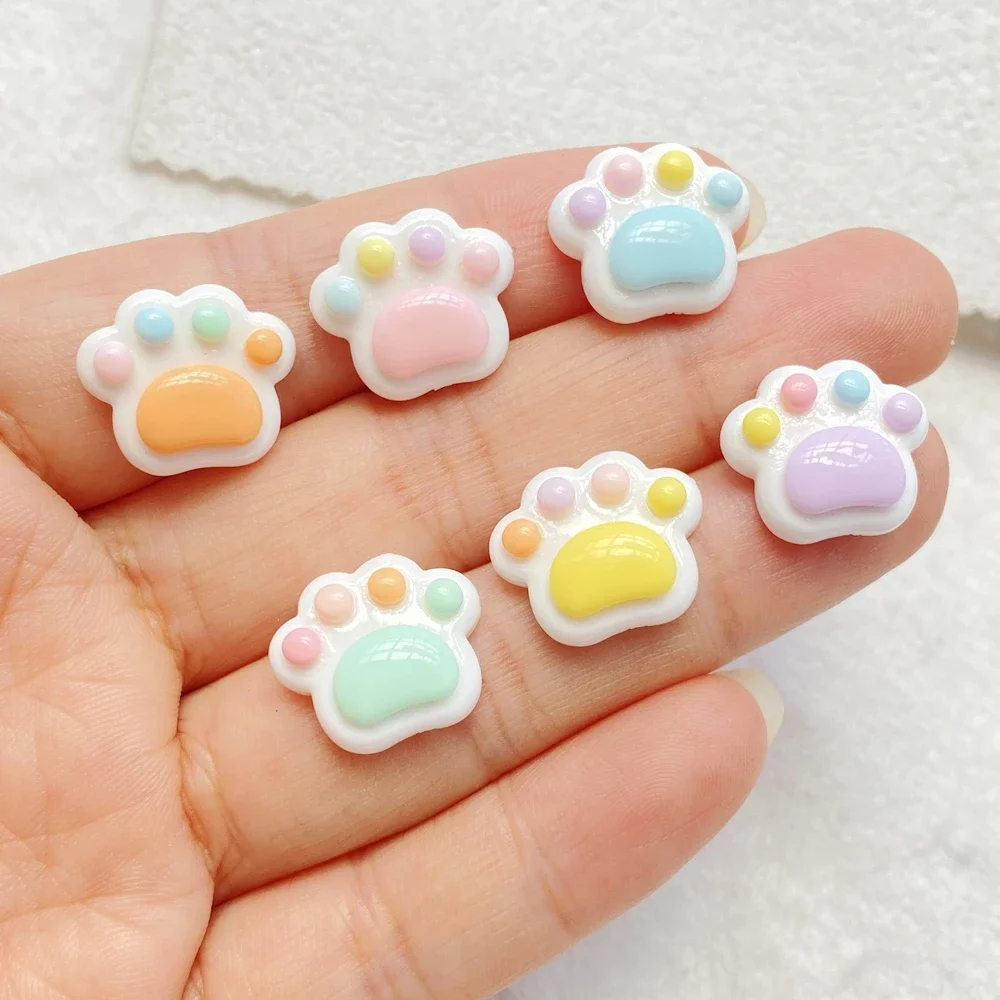 20pcs Cute Mini Rainbow Cartoon Bear Paw Nail Charms Resin Nail Art Decorations for DIY Fashionable Crafts