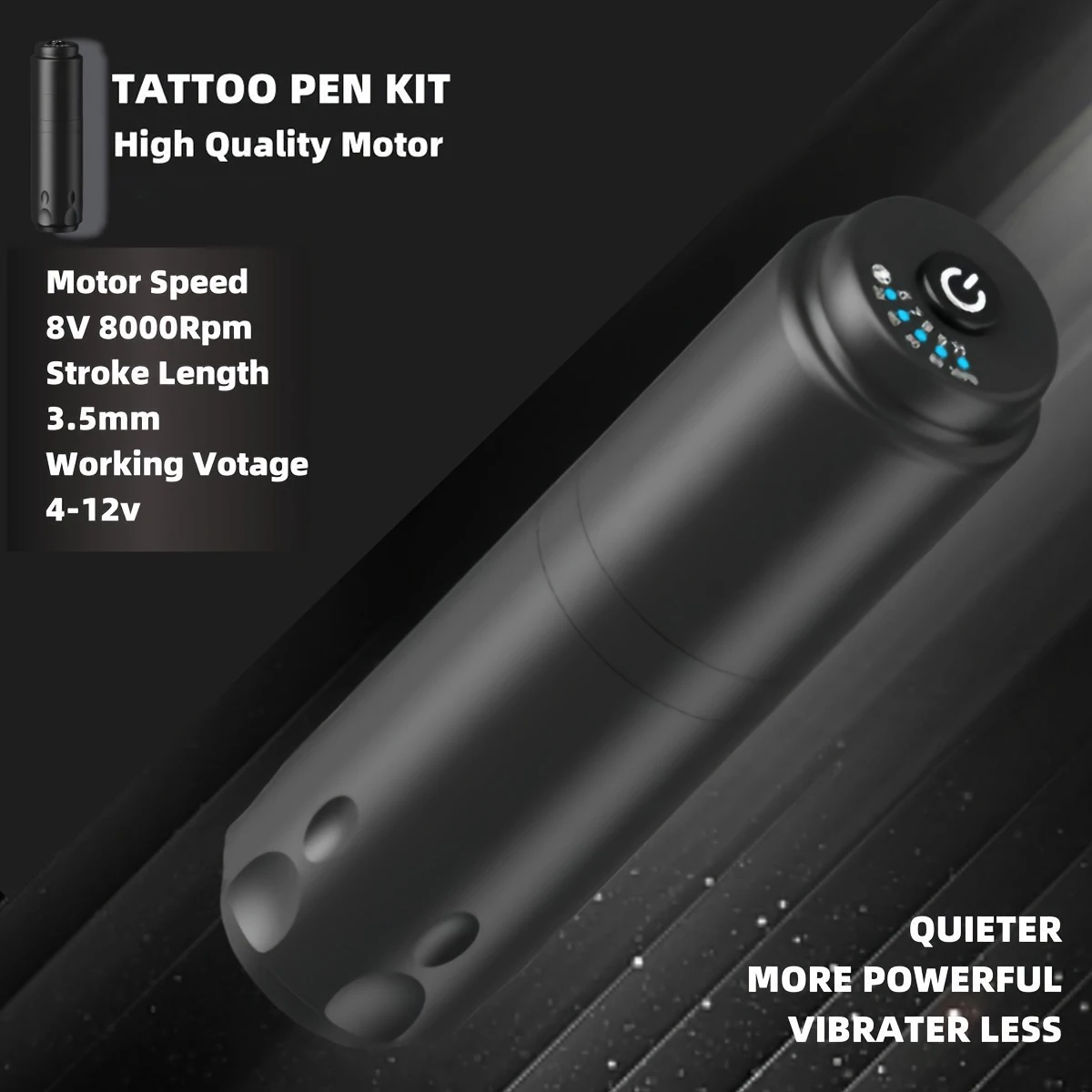 

Wireless Tattoo Machine Pen 1500mah Battery Direct Drive Structure 3.5mm Stroke Equipped with Custom Motors Tattoo Supplies