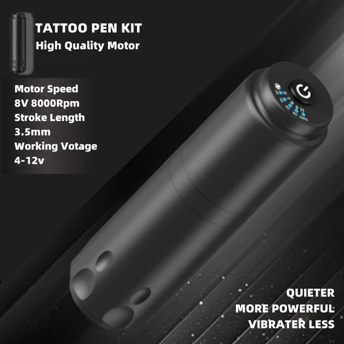 Máquina de tatuaje inalámbrica, pluma, batería de 1500mah, estructura de accionamiento directo, carrera de 3,5mm, equipada con motores personalizados, suministros de tatuaje