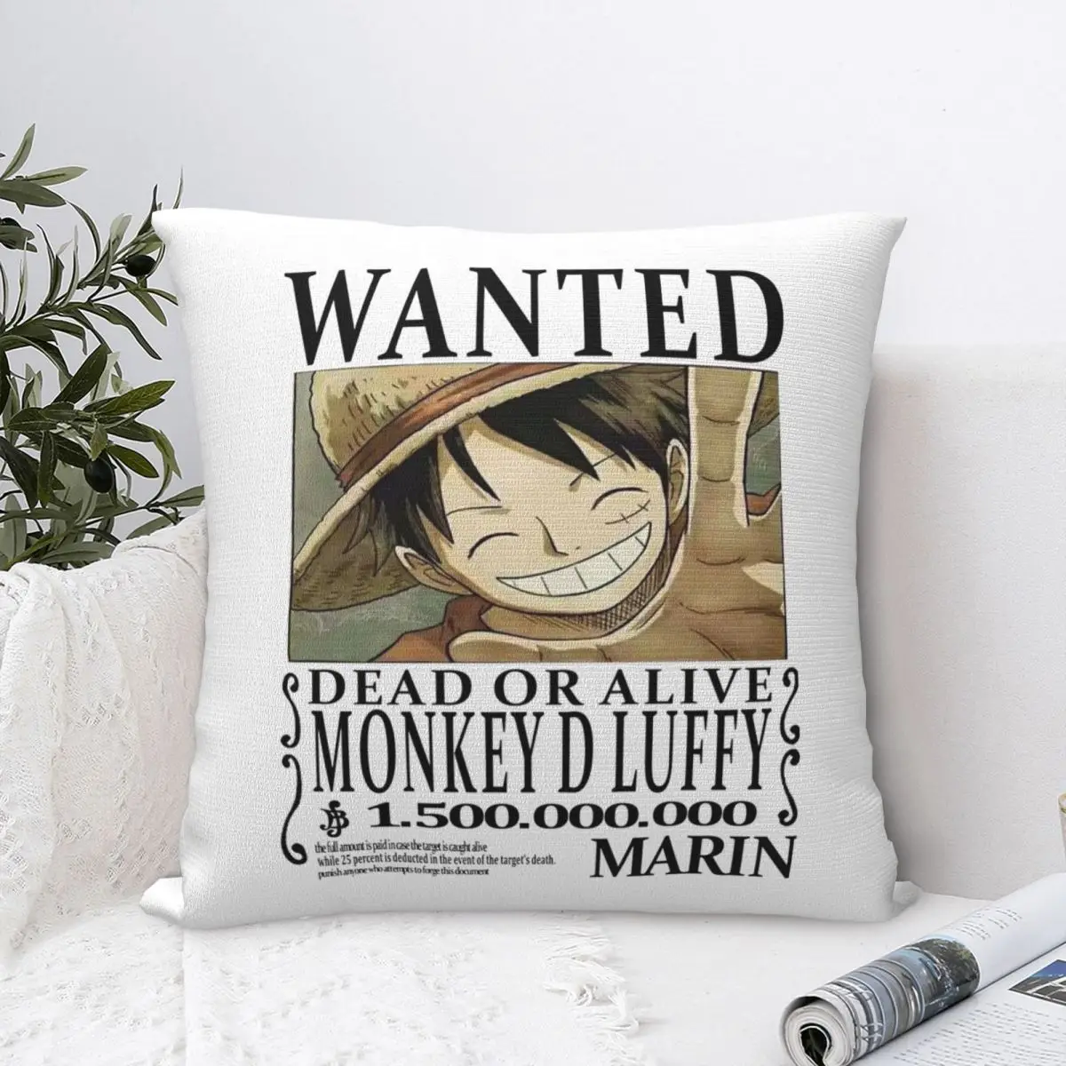 Monkey D Luffy Pillowcase Polyester Cushion Cover Decorative Japan Anime Throw Pillow Case Cover Bedroom Square 18'