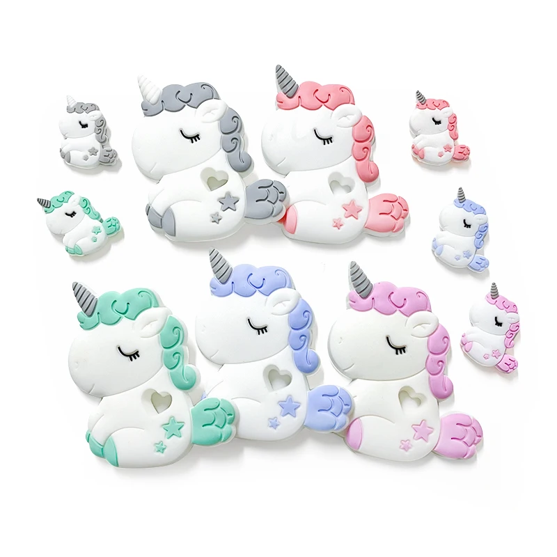 1/10pcs Unicorn Silicone Teether Beads DIY Accessories For Pens Bracelet Necklace Keychain Make