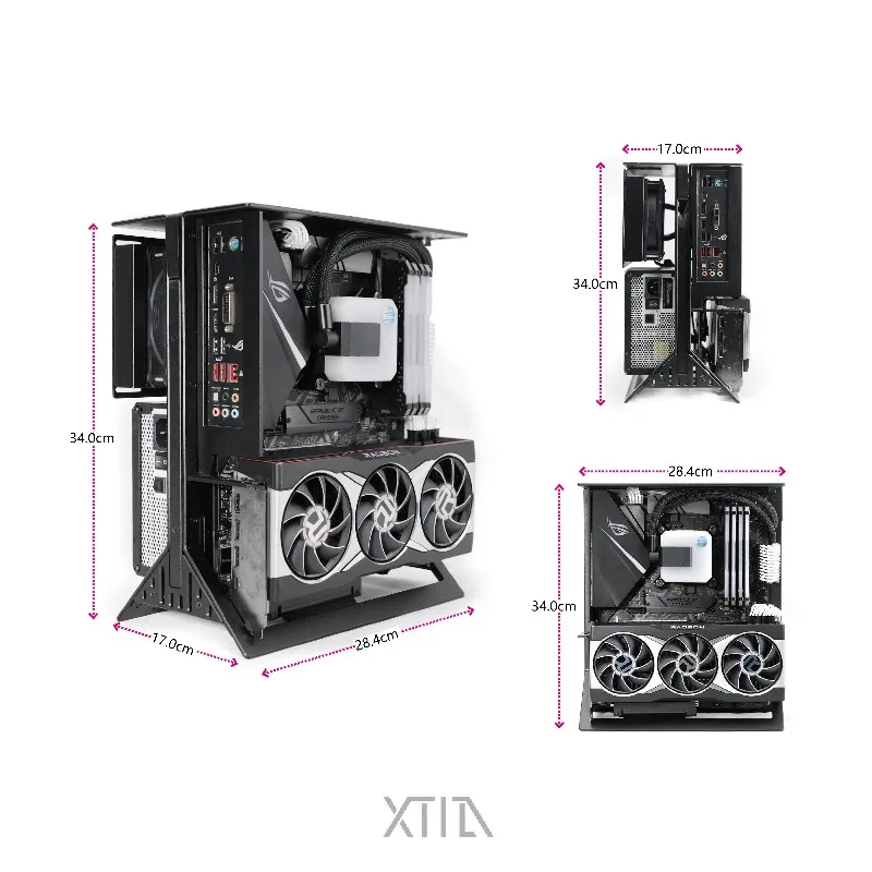 XTIA XPROTO-ATX V2 Open Case - ATX Motherboard, Full ATX PSU, Dual 240/280mm Radiator, GPU Direct or Vertical