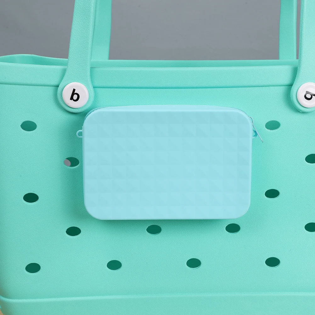 Pochette de rangement en Silicone, sac de rangement de cosmétiques avec lanière, portefeuille à fermeture éclair, grande capacité pour sac Bogg