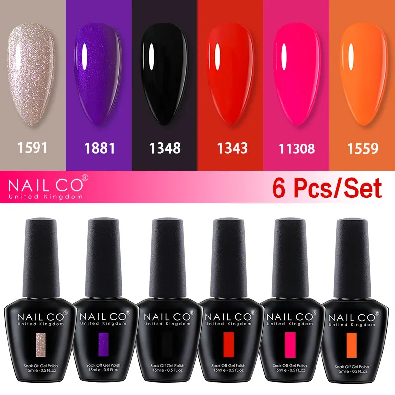 Nailco 6psc Set Kleur Nagels Semi Permanente Nail Art Losweken Gel Polish Nail Accessoires Alle Voor Manicure Gel Voor extension Top