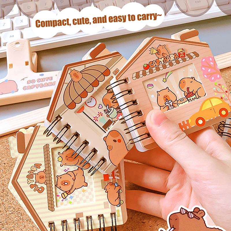 Creative Funny Capybara Hollow Coil Notebook Portable Mini Paper Memo Pad Diary Journal Book Students Stationery School Supplies