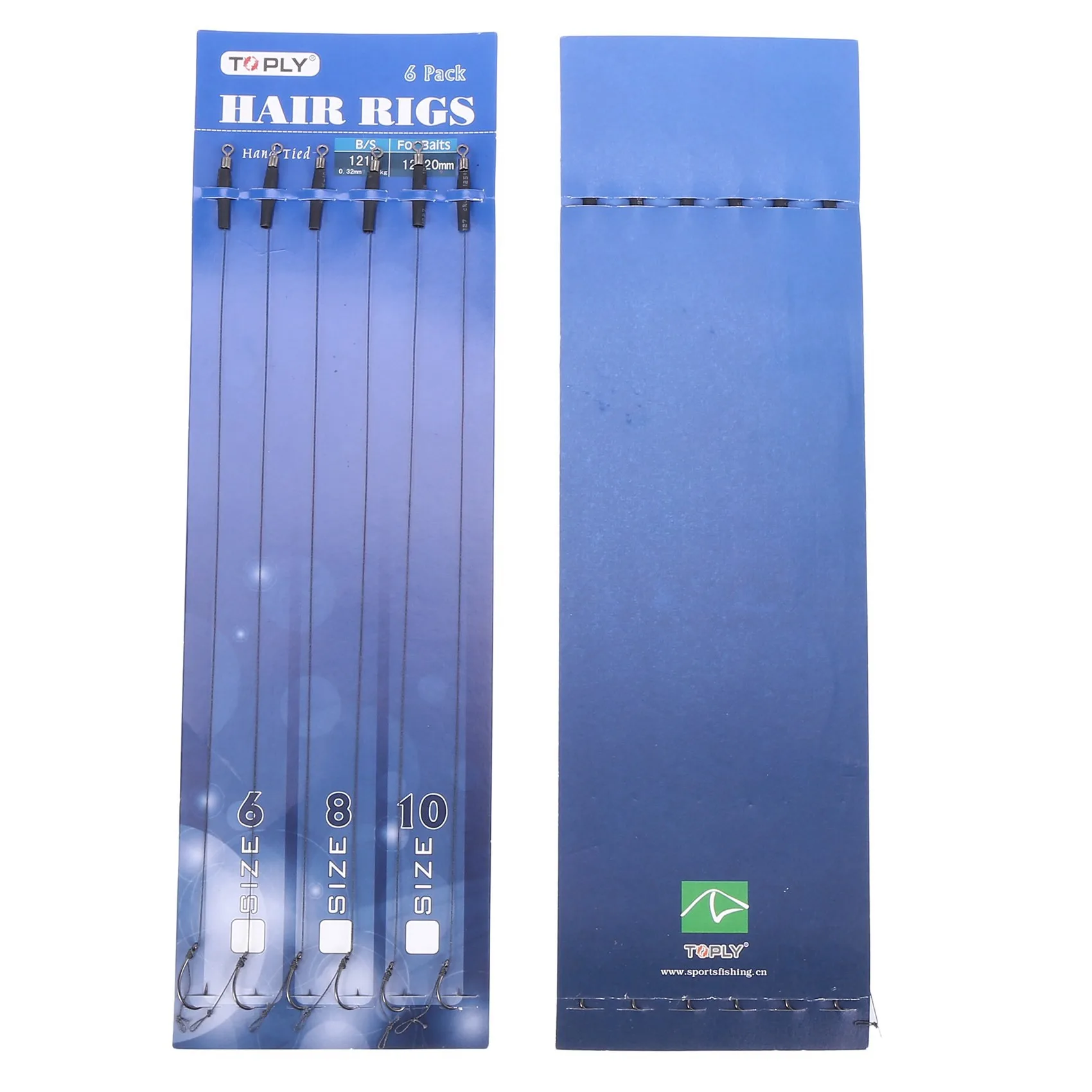 AA75-TOPLY 60 x Haar-Rigs, ohne Widerhaken, Größe 6, 8, 10, Karpfen-Angel-Rigs, NGT-Gerät, 12 Pfund, Geflecht