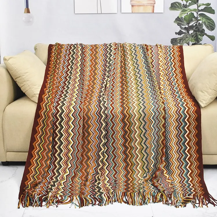 Internet celebrity Bohemian ethnic style blanket office nap blanket Southeast Asian knitted sofa blanket hotel bed end blanket