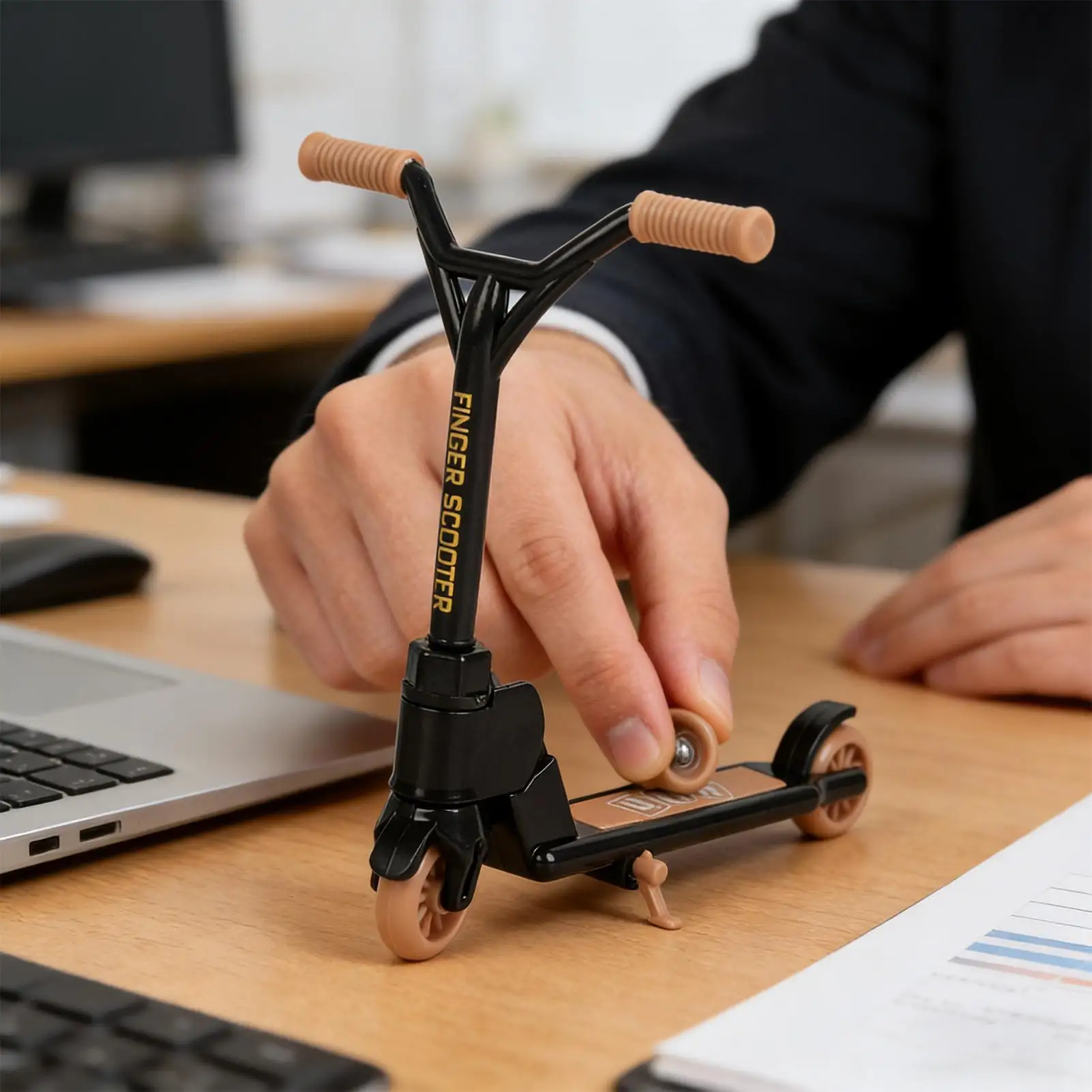 Finger Scooter Two Wheel Foldable Non-Slip Desk Gadget Fingertip Scooter for Kids Party Home School Travel Fidget Entertainment