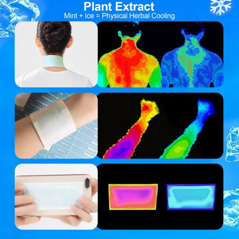 Parches para la fiebre, tiras refrescantes para la frente, extractos de plantas naturales, fácil aplicación, almohadillas para aliviar el dolor de cabeza, calmar el dolor de cabeza, alivio del calor