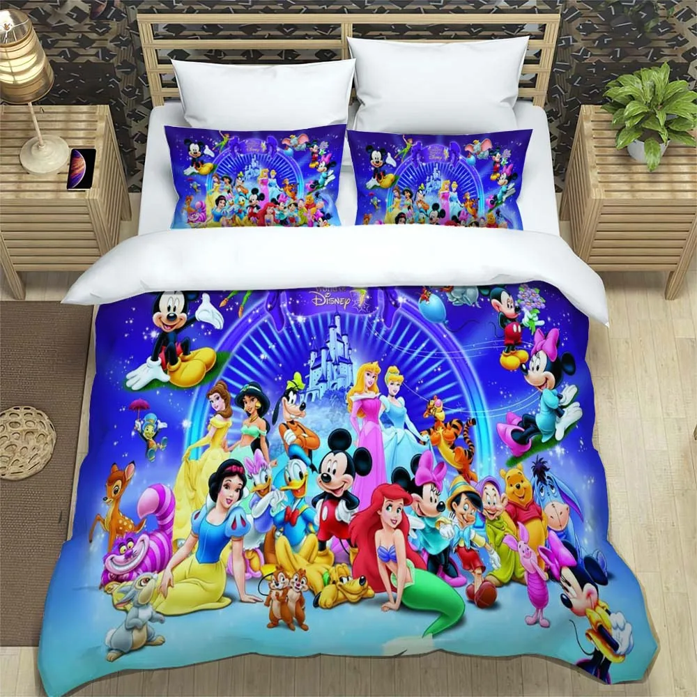 

Disney series Cartoon Cute Print Three Piece Bedding Set Fashion Article Children or Adults for Beds Quilt Covers Pillowcases