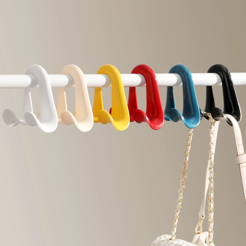 Double Hooks Space-Saving Clothes Hats Scarf Handbag Storage Rack Wardrobe Backpack Hook 3/2/1pcs Bag Hanger Hook