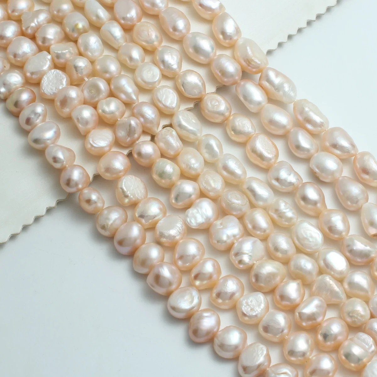 

9-10mm natural freshwater pearl pink horizontal hole two sided glossy beads used for making jewelry DIY necklaces and bracelets