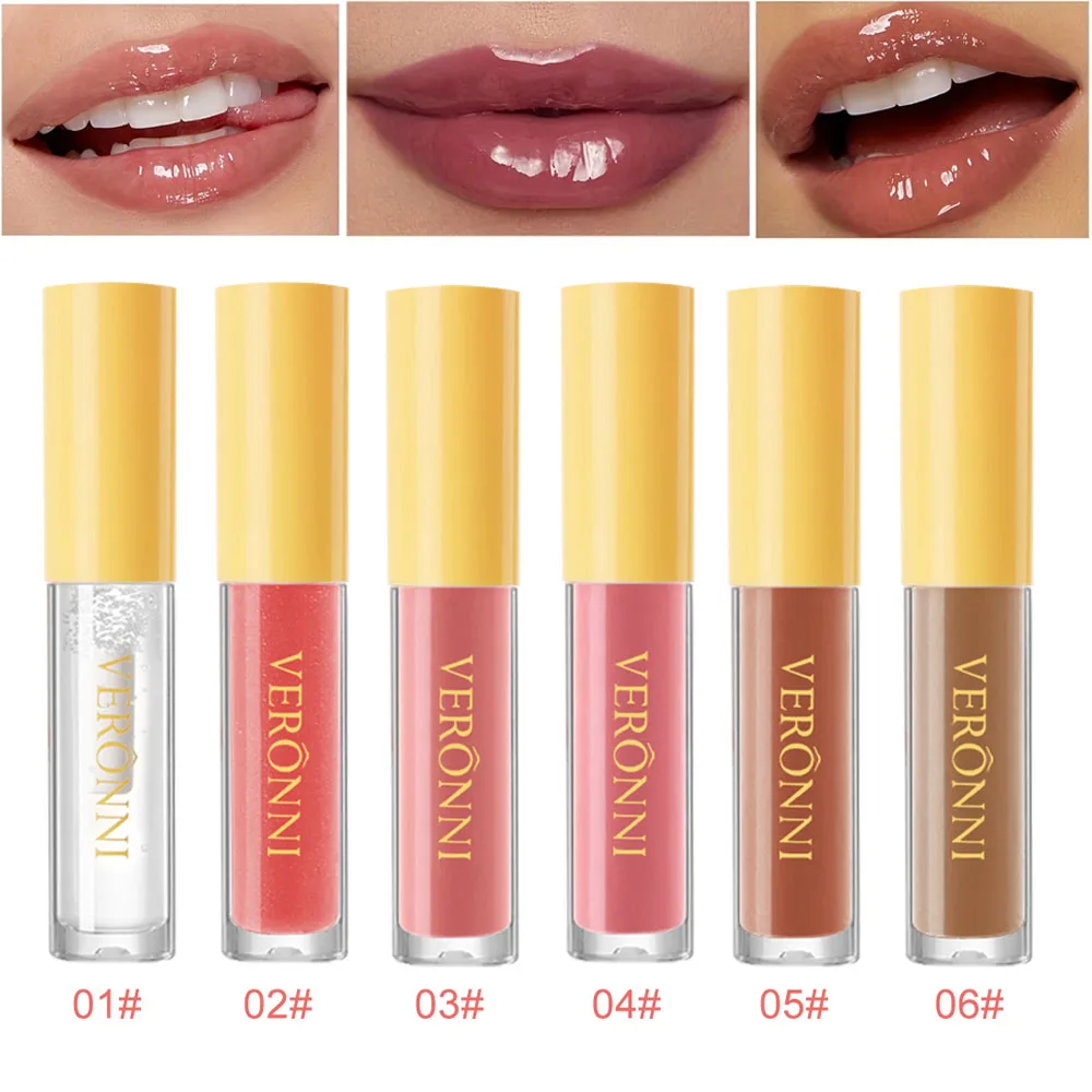 ملمع شفاه ملمع شفاه فاخر مكون من 6 ألوان نباتي وخالي من القسوة مع ملمع شفاه مرطب يدوم طويلاً وتأثير غير لزج