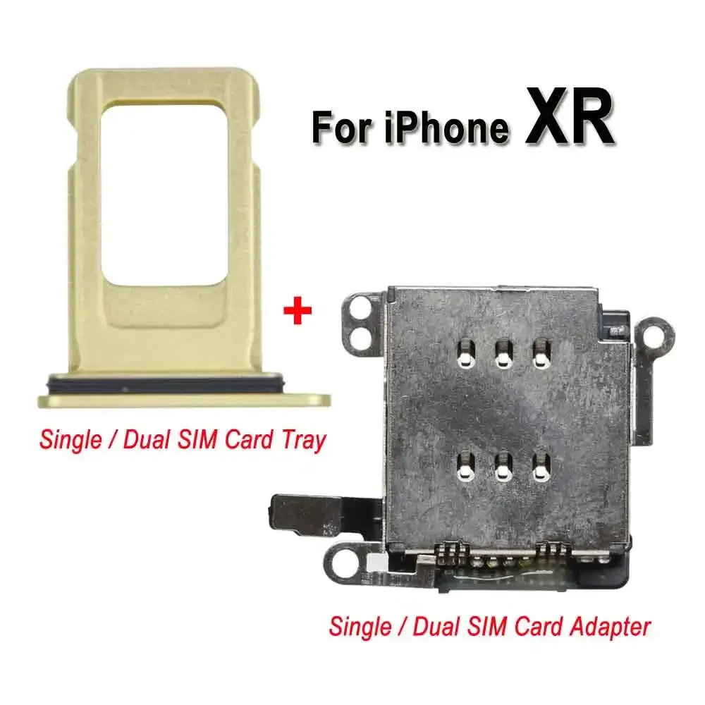 1set For iphone XR Dual SIM Card Tray Holder Slot With SIM Card Reader Connector Adapter Flex Replacement Part 6 Colors