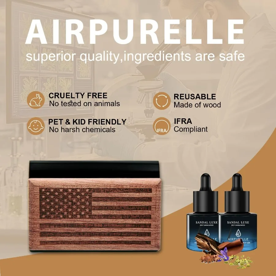 معطر هواء للسيارة يدوم طويلاً للرجال والنساء لمدة 90+ يومًا مع عطر من خشب الصندل الحار يتضمن عبوات 2 × 8 مل