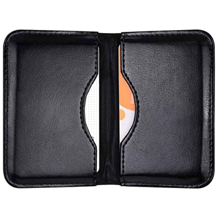 

Business Card Holder, 2-Sided PU Leather Folio Name Card Holder Ideal for Business Cards and ID Cards with Magnetic Shut for Me