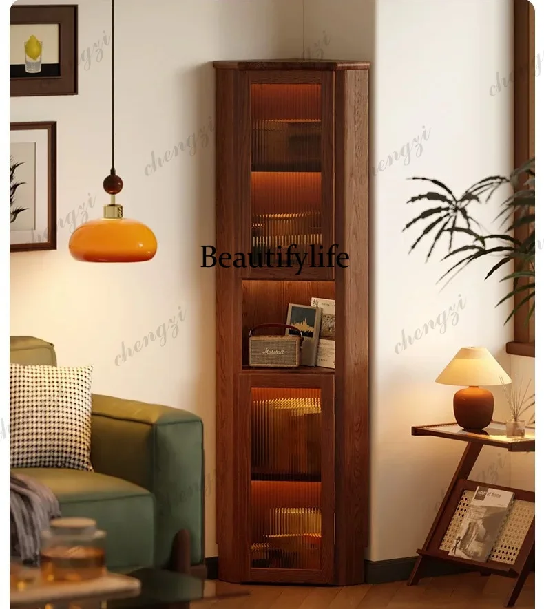 z183 Corner Cabinet Corner Shelf Integrated Wall Triangle Cabinet Solid Wood Household Living Room Corner Cabinet