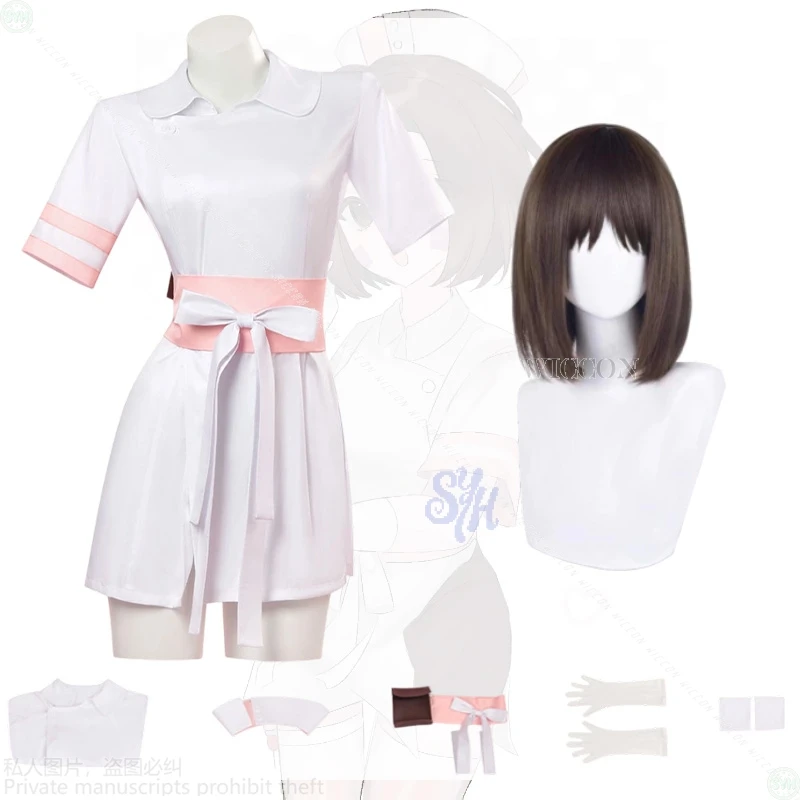 أنيمي لعبة Nohara Rin تأثيري الحلو ممرضة زي Kawaii مثير فستان قصير الوردي الأبيض لوليتا جوارب لطيف حفلة الهالوين كوس