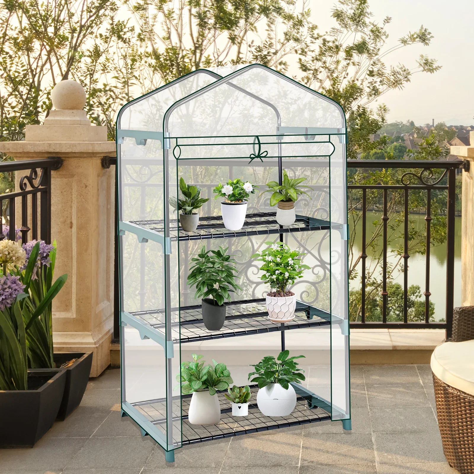 Greenhouse Cover Outdoor Grow Tent Grow Bag Transparent Weatherproof Plant Grow House Cover Garden Green House Replacement Cover