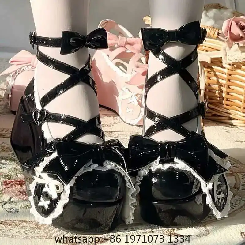 women Lolita shoes summer Lovely Girls lolita Cute Butterfly-knot Platform Shoes Sweet Rabbit Ears Mary Janes Elevator Shoes