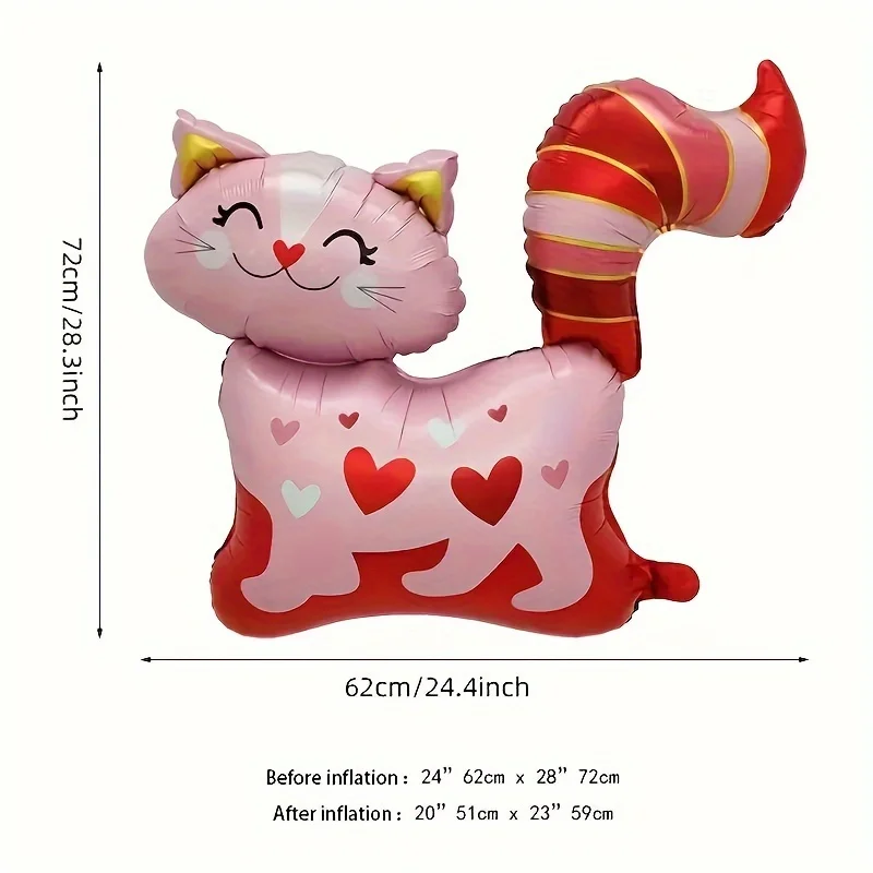 1PC Pink Love Cat Shaped Foil Balloon Animal Theme Party Decor for Children or Adults Birthday Wedding New Year Decoration 2025