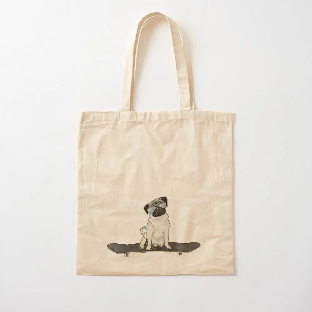 Pug on Skateboard Tote Bag shopper bags for women tote bag woman Shopper bag Large bags for women Canvas Tote