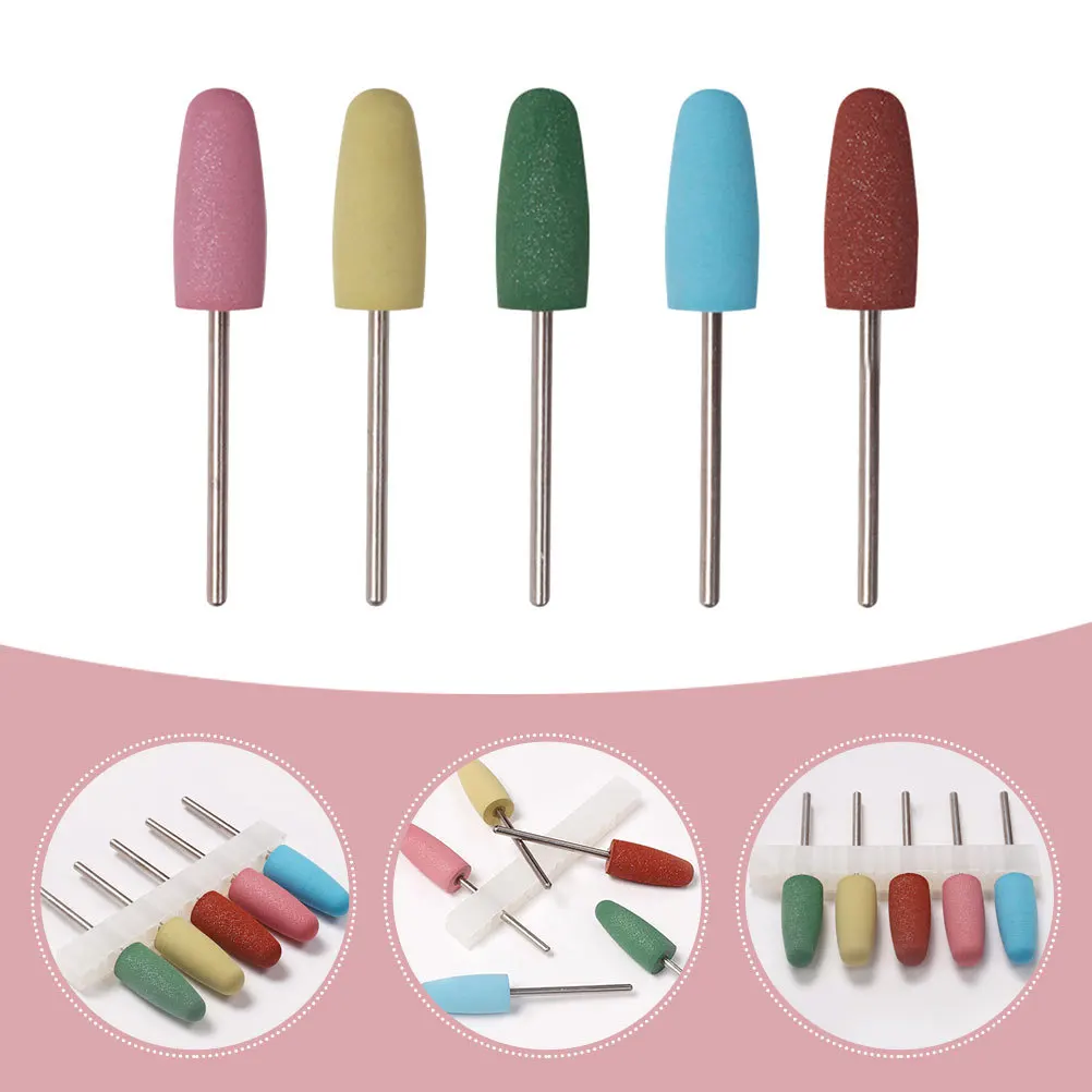

5Pcs Rubber Grinding Heads Manicure Drill Bits Professional Nail Art Polishing Drill Bits Nail Grinding Heads Replacement