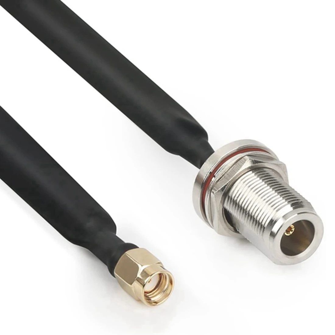 2Pcs Flat Cable N Female to RP-SMA Male Window and Door Feedthrough Extension Coaxial Adapter Cable for LoRa WiFi LoRaWa