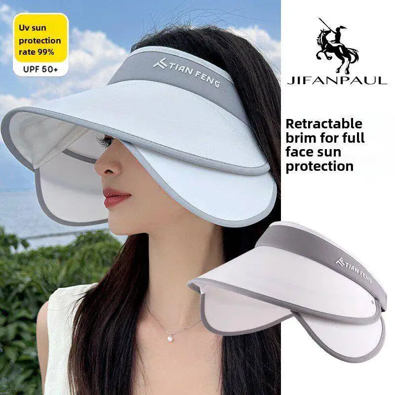 女性の夏用フルフェイス-uv-保護サンハット折りたたみ式拡張エッジ空のトップハットつば広帽子調節可能な帽子サイズ